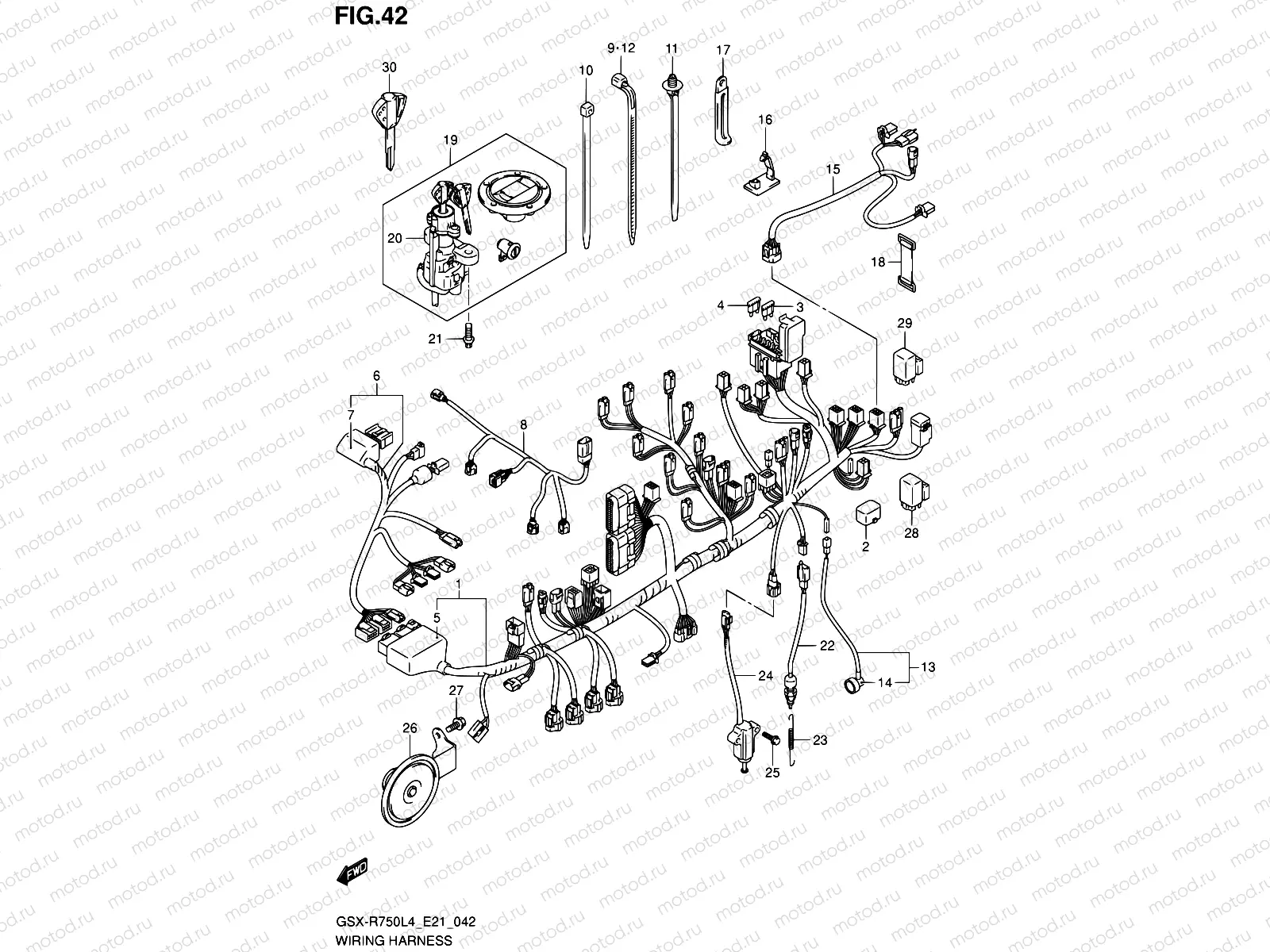 42 - WIRING HARNESS (GSX-R750L4 E21)