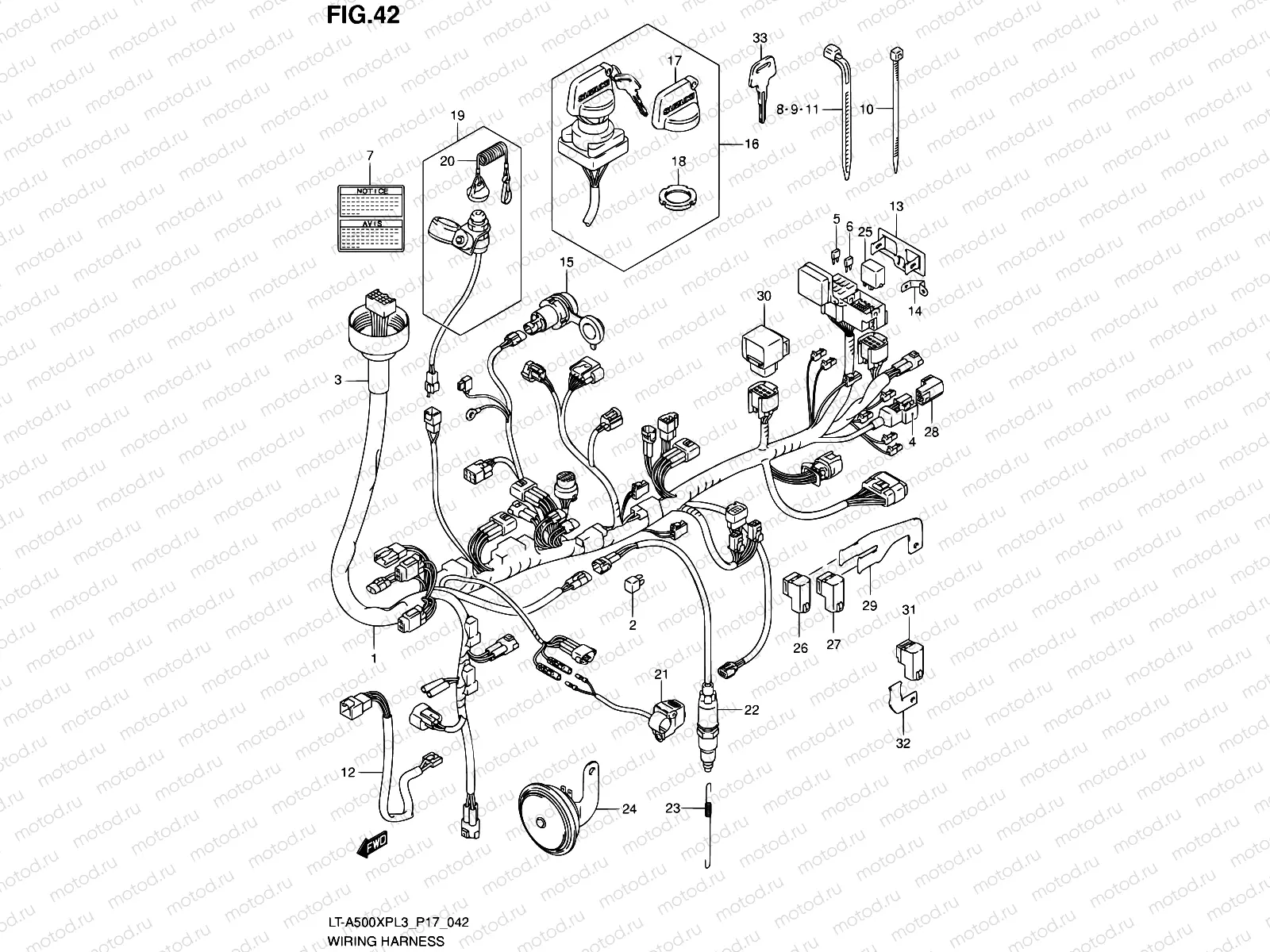 42 - WIRING HARNESS (LT-A500XPZL3 P17)