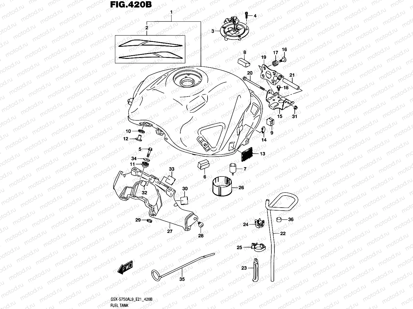 420B - FUEL TANK (GSX-S750YAL9 E21)