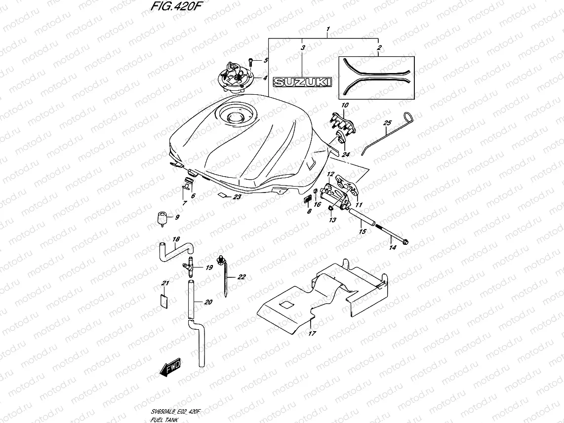 420F - FUEL TANK (SV650AUL8 E02) (FOR AGQ)