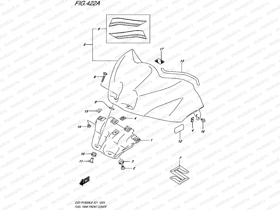 422A - FUEL TANK FRONT COVER (GSX-R1000AL8 E21) (FOR YWW)