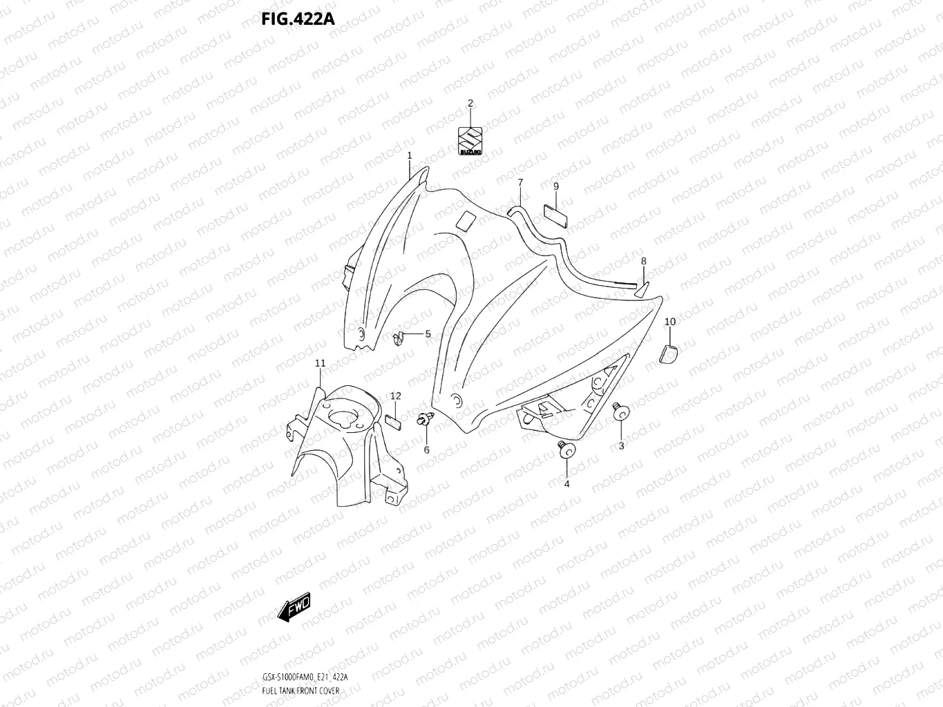 422A - FUEL TANK FRONT COVER (GSX-S1000FA,GSX-S1000FAUF)