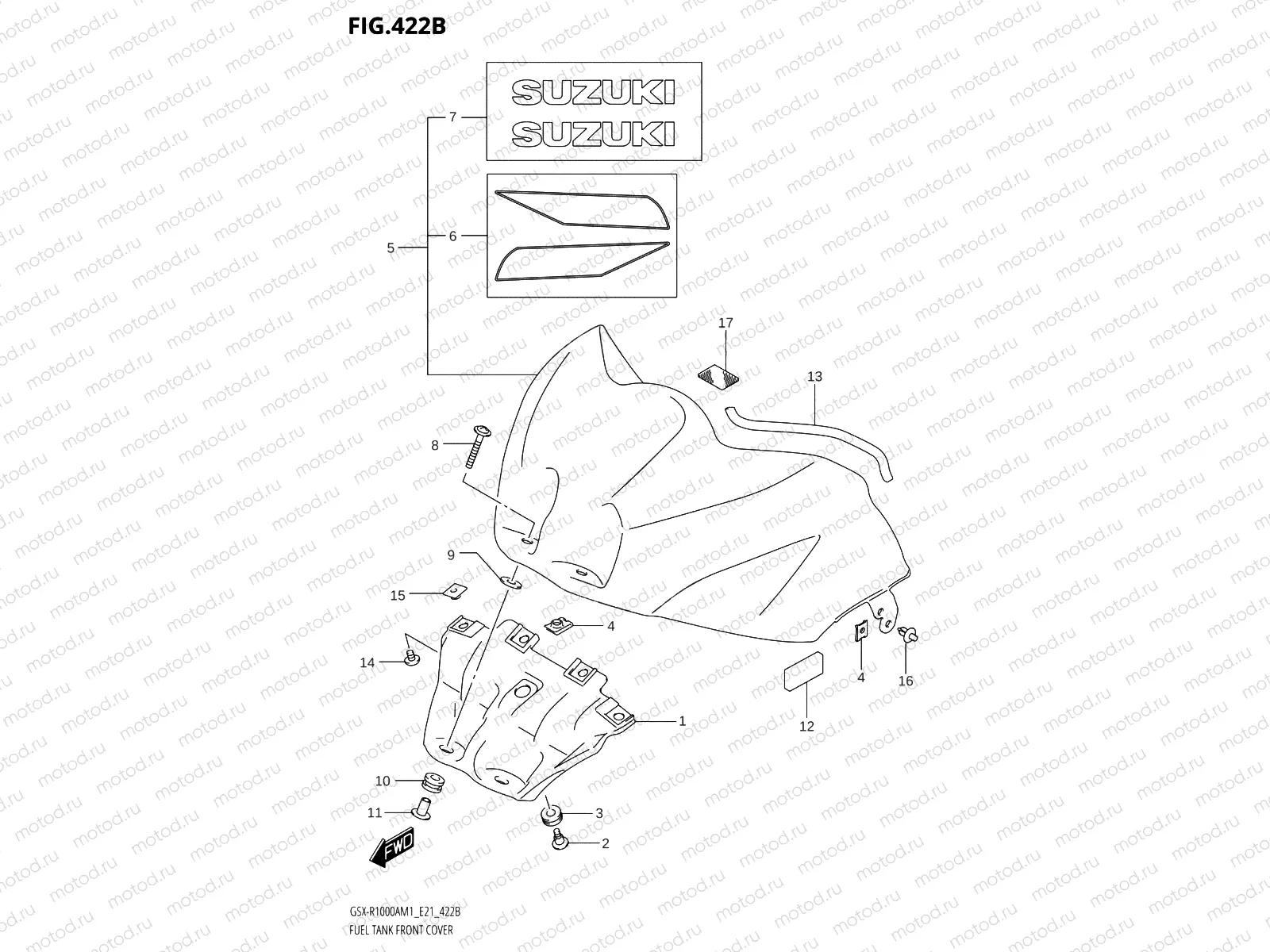 422B - FUEL TANK FRONT COVER (GSX-R1000RA)