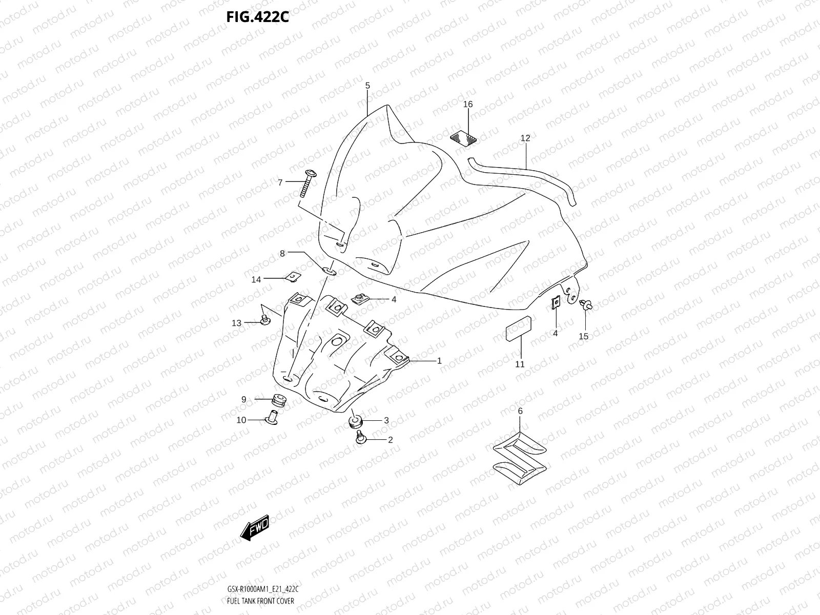 422C - FUEL TANK FRONT COVER (GSX-R1000ZA,GSX-R1000RZA)