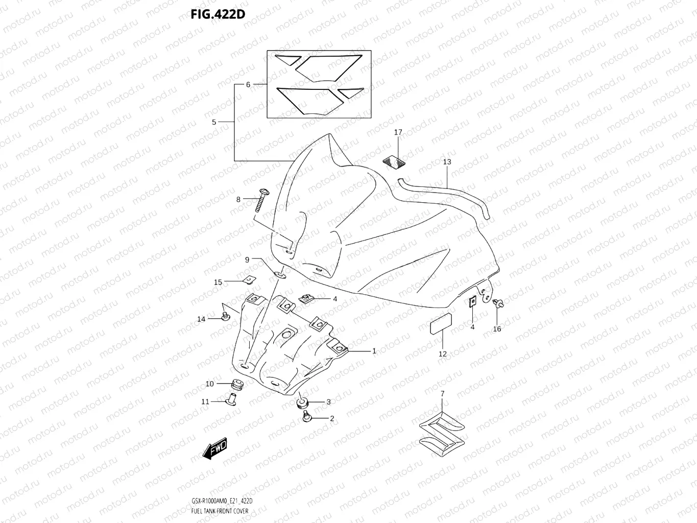 422D - FUEL TANK FRONT COVER (GSX-R1000RA)