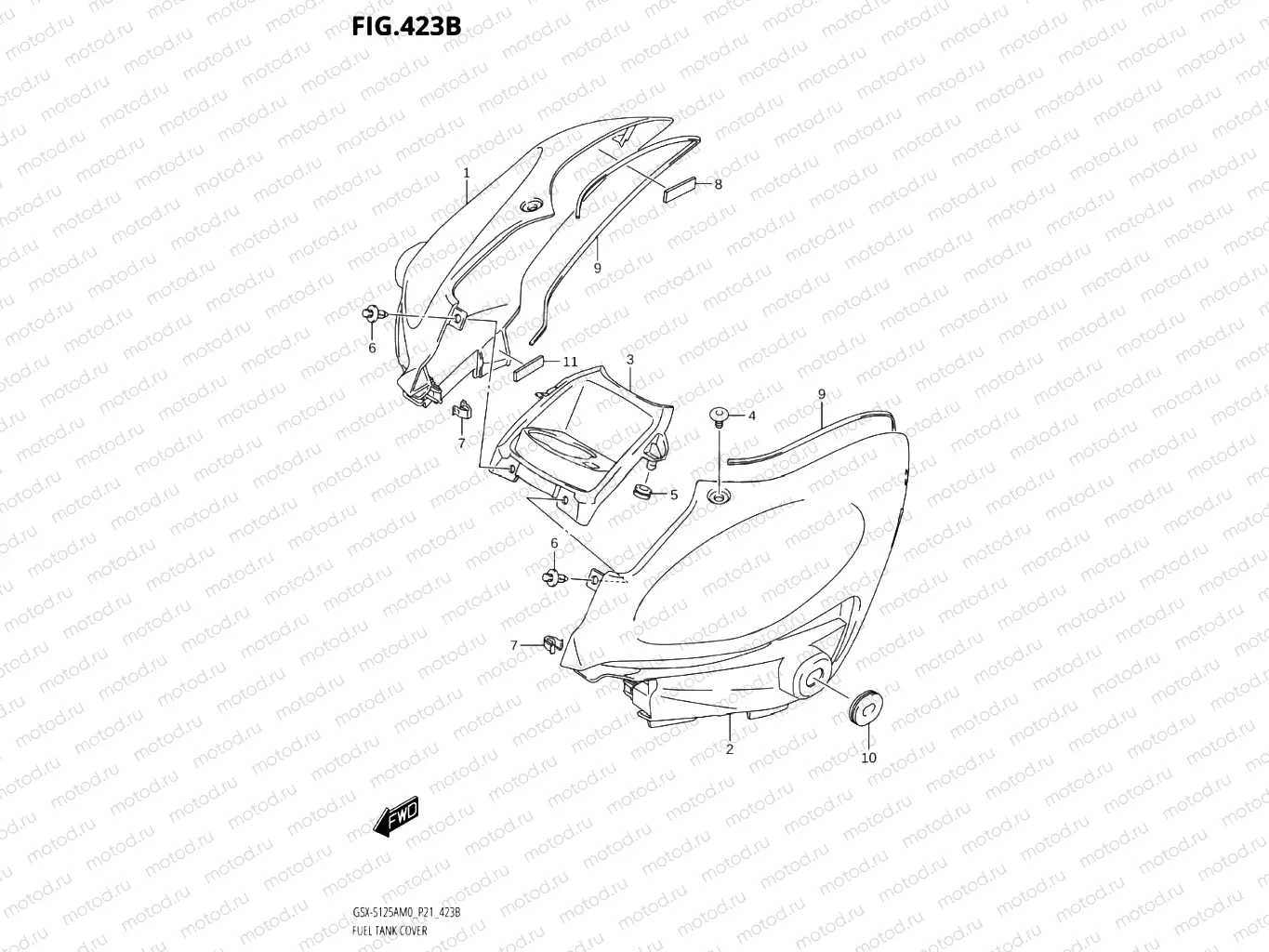 423B - FUEL TANK COVER (GSX-S125XA)