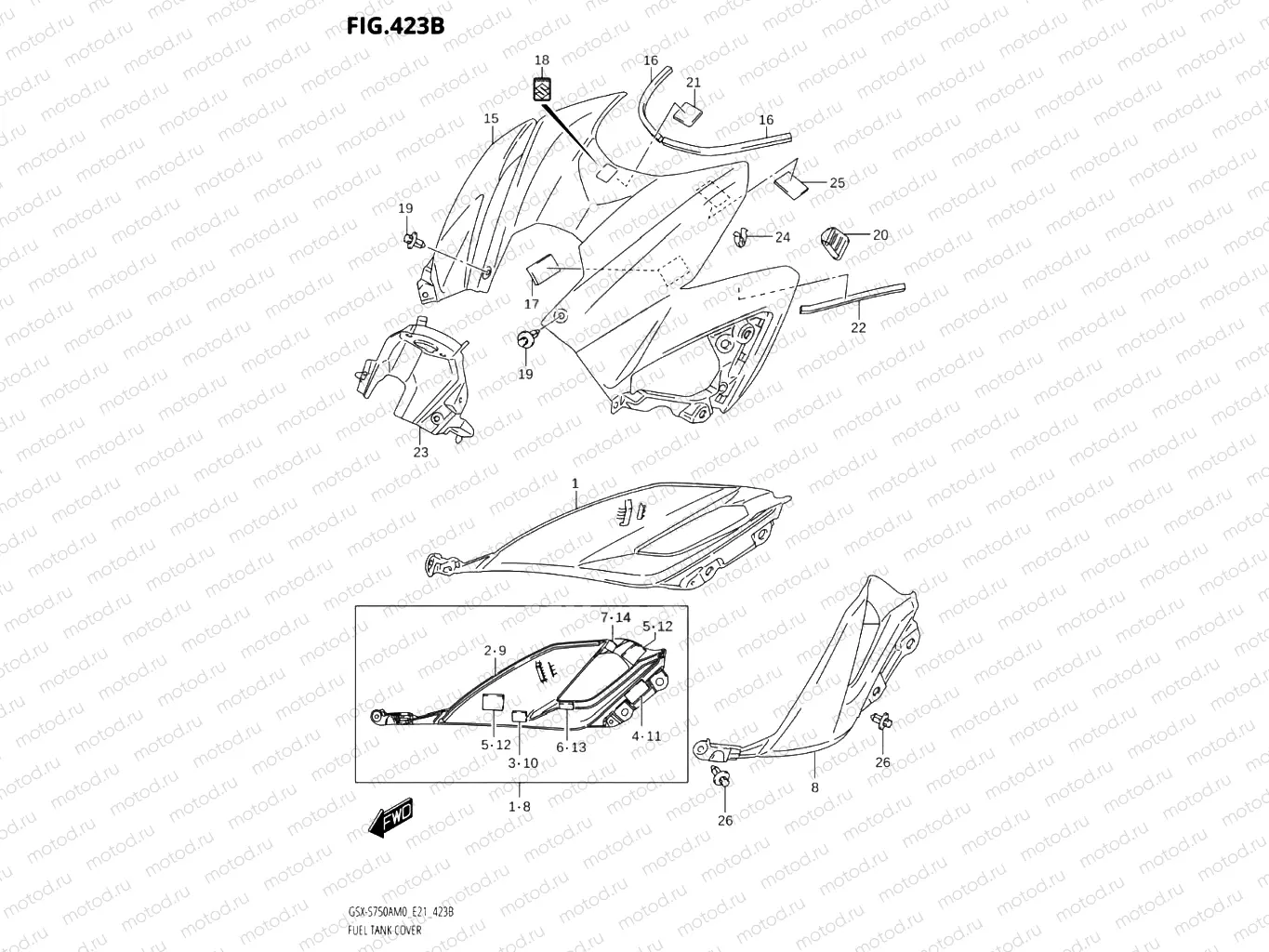 423B - FUEL TANK COVER (GSX-S750AZ,GSX-S750UQZ,GSX-S750WQZ)