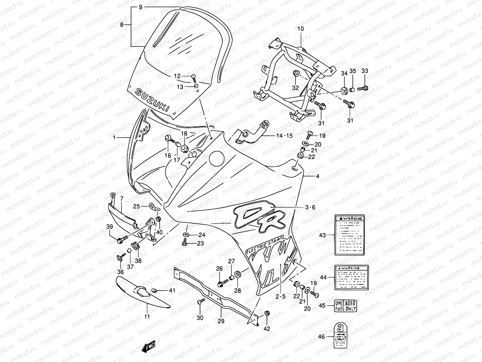 42A - COWLING - LABEL (MODEL N)