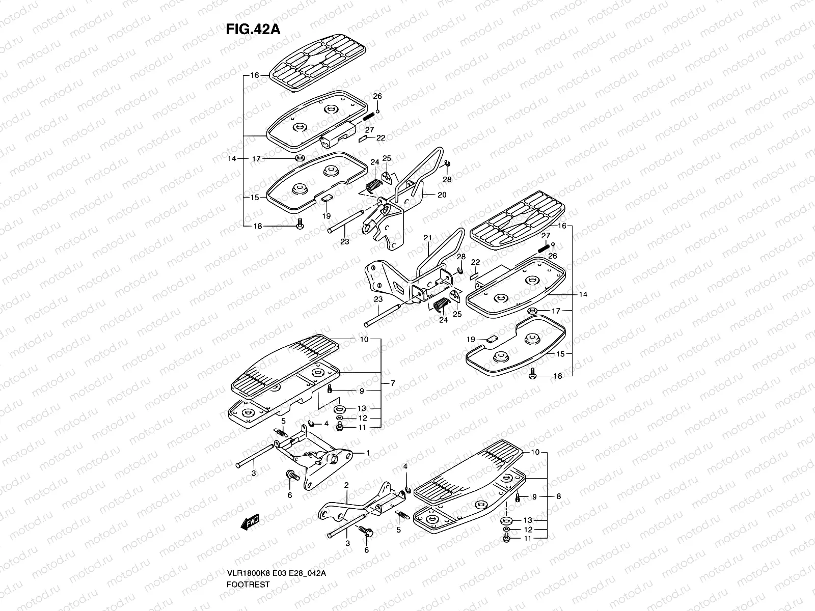 42A - FOOTREST (VLR1800TK9/TL0)