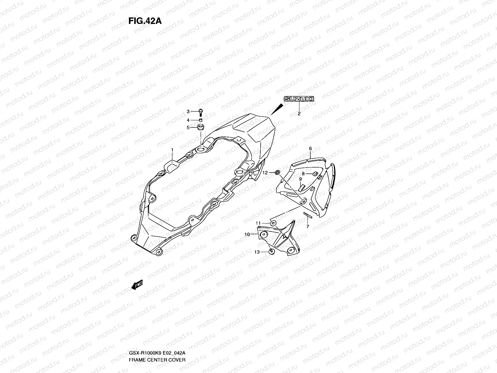 42A - FRAME CENTER COVER (MODEL L0)