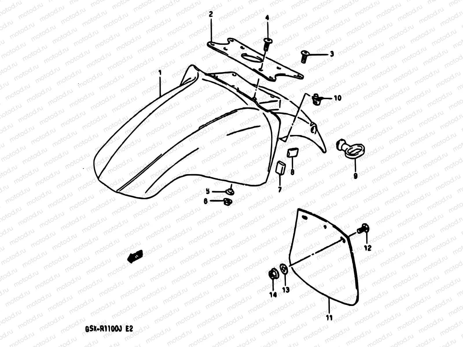 42A - FRONT FENDER (MODEL H/J)