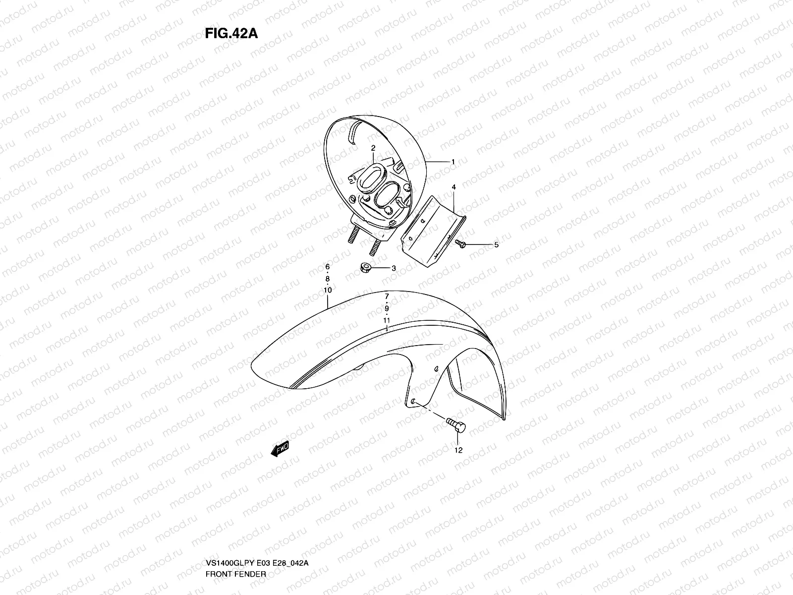 42A - FRONT FENDER (MODEL V/W/X)