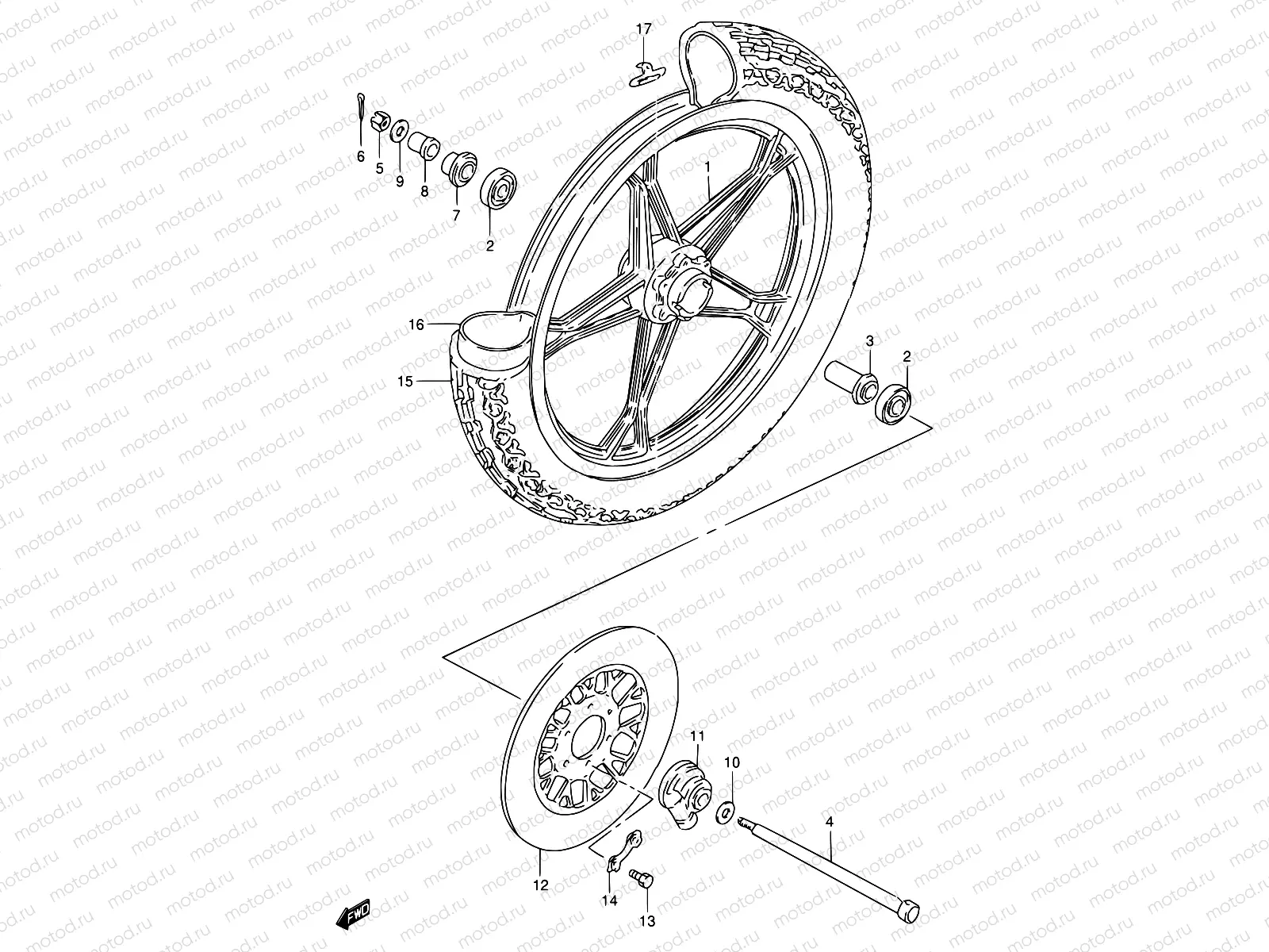 42A - FRONT WHEEL (GN250EM/ER)