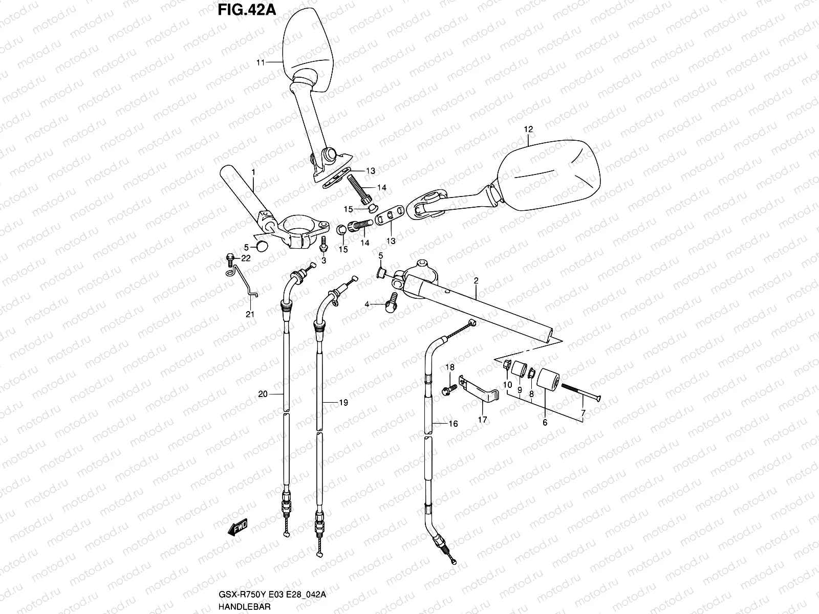 42A - HANDLEBAR (MODEL K2/K3)