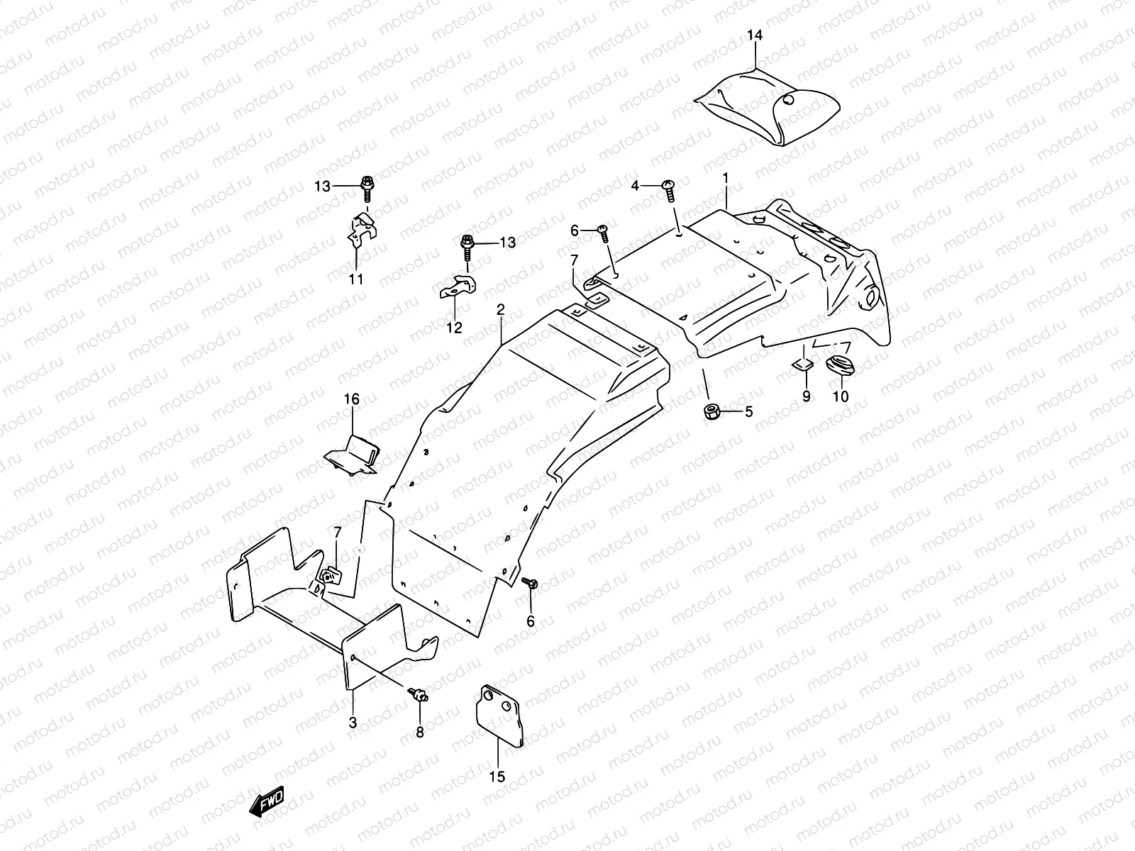 42A - REAR FENDER (MODEL S/T/V/W)