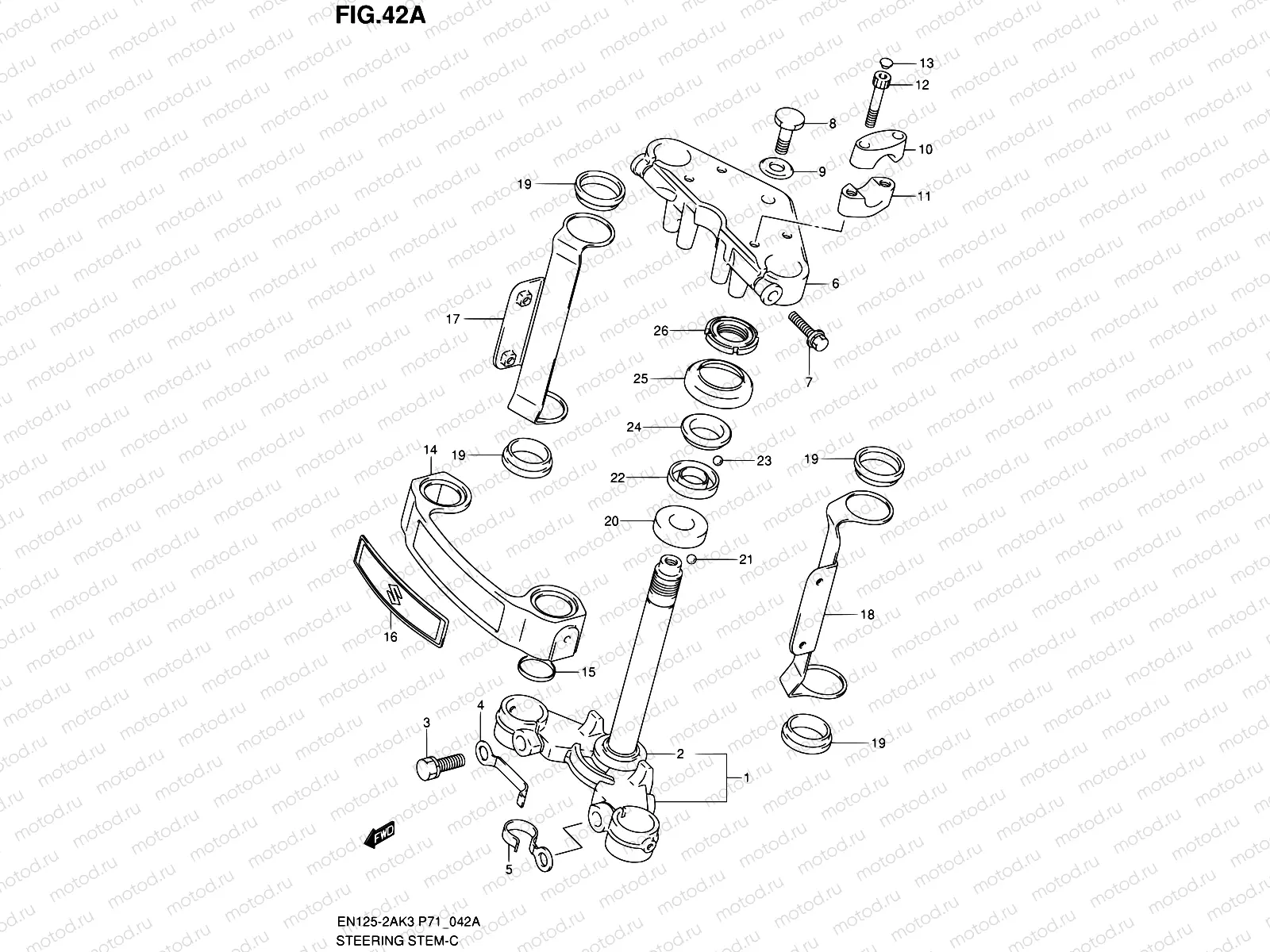 42A - STEERING STEM (EN125HUK4/HUZK6/HUK7/HUK8)