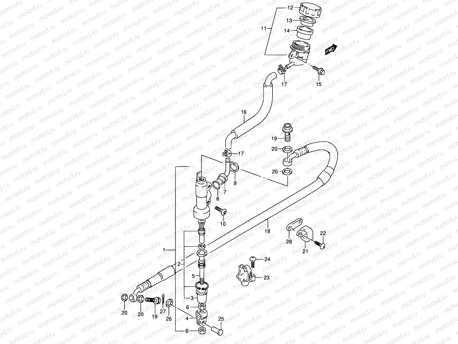 42B - REAR MASTER CYLINDER (MODEL M/N/S/T)
