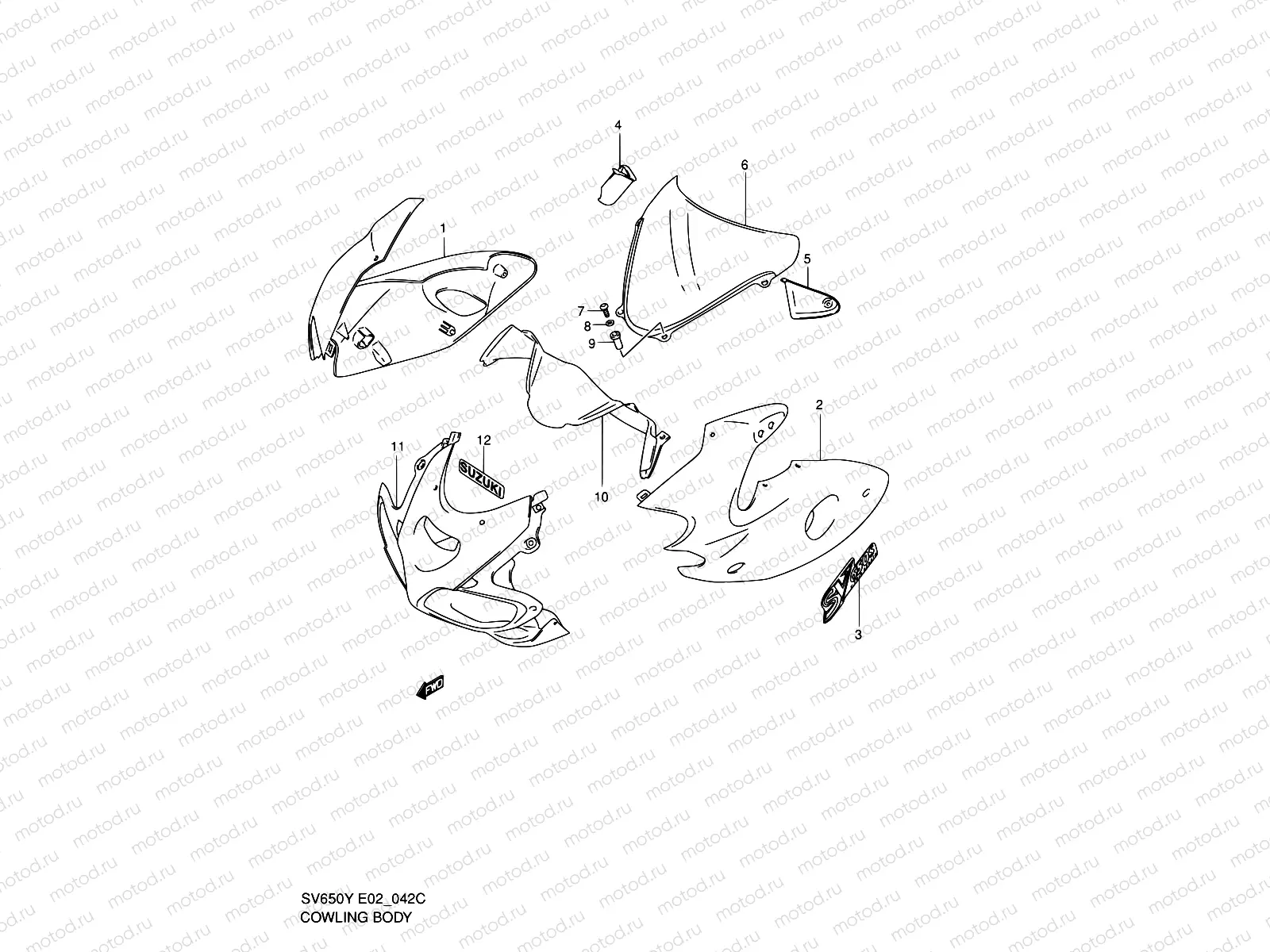 42C - COWLING BODY (SV650SK2)