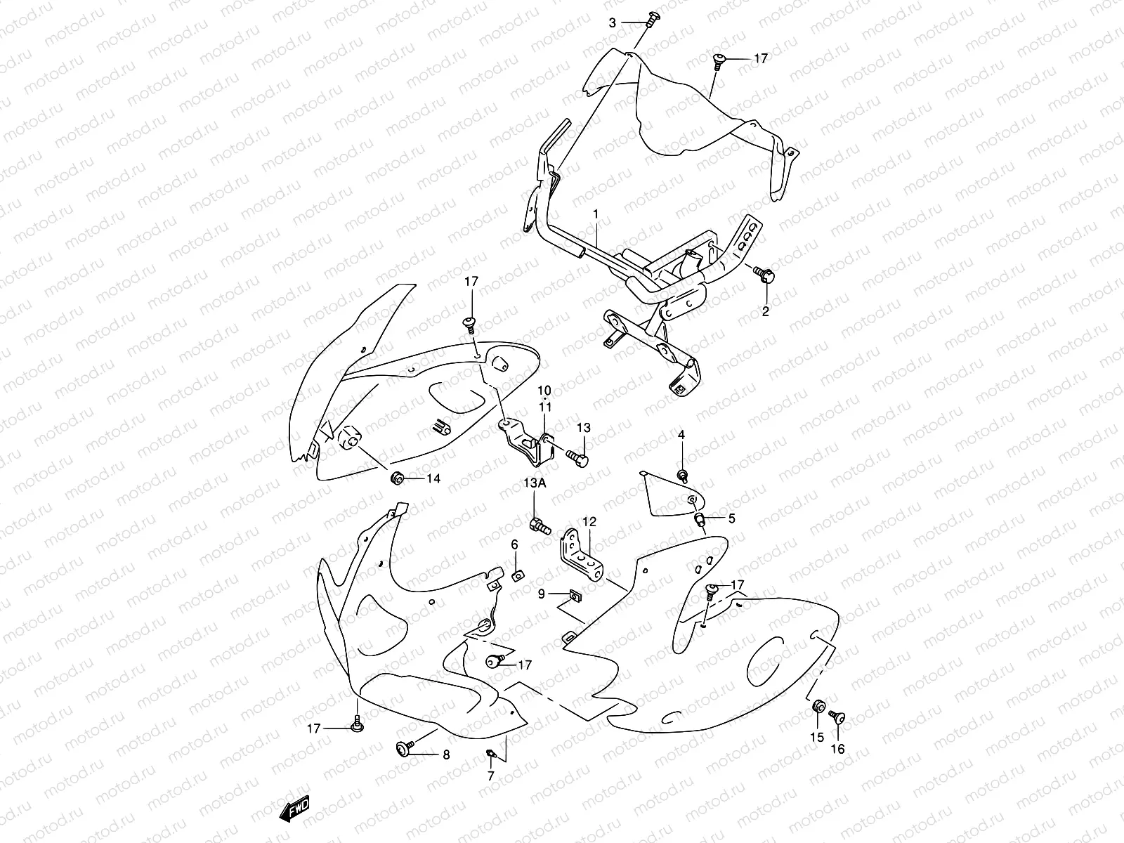 43 - COWLING INSTALATION PARTS (SV650SX/SY/SK1/SK2)