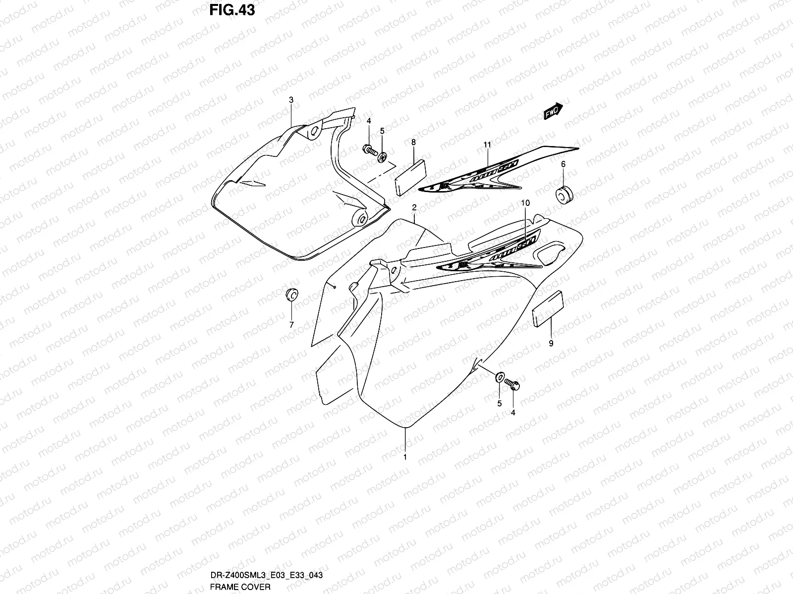 43 - FRAME COVER (DR-Z400SML3 E33)