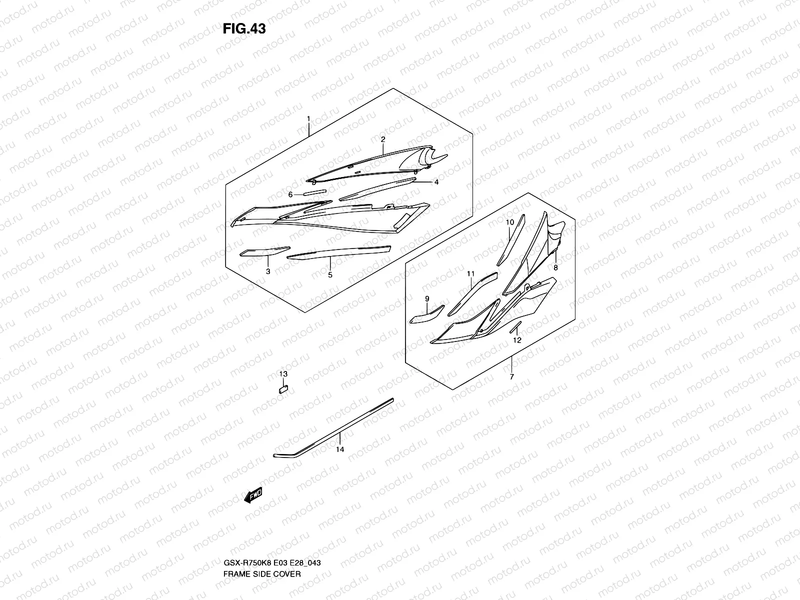 43 - FRAME SIDE COVER (MODEL K8)