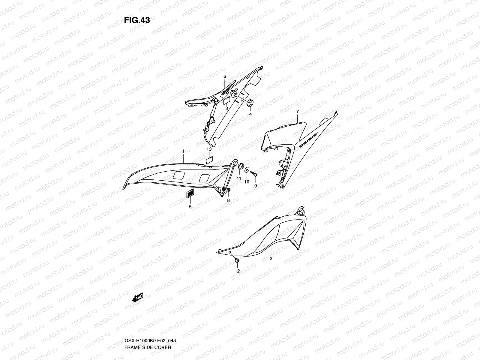 43 - FRAME SIDE COVER (MODEL K9)