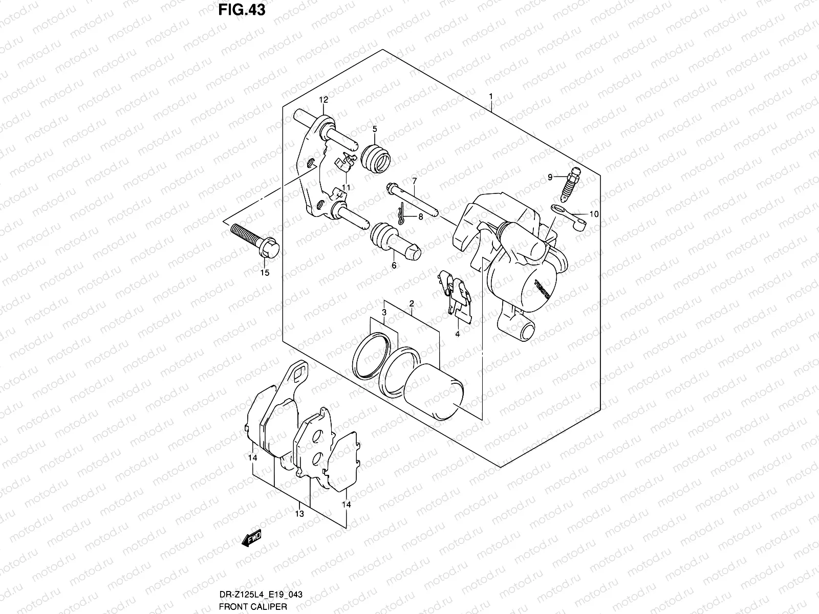 43 - FRONT CALIPER (DR-Z125LL4 E19)