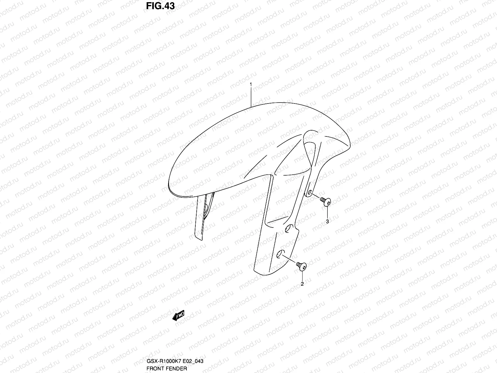 43 - FRONT FENDER (GSX-R1000K7 E02,E19,U2E19,E24,E51,P37)