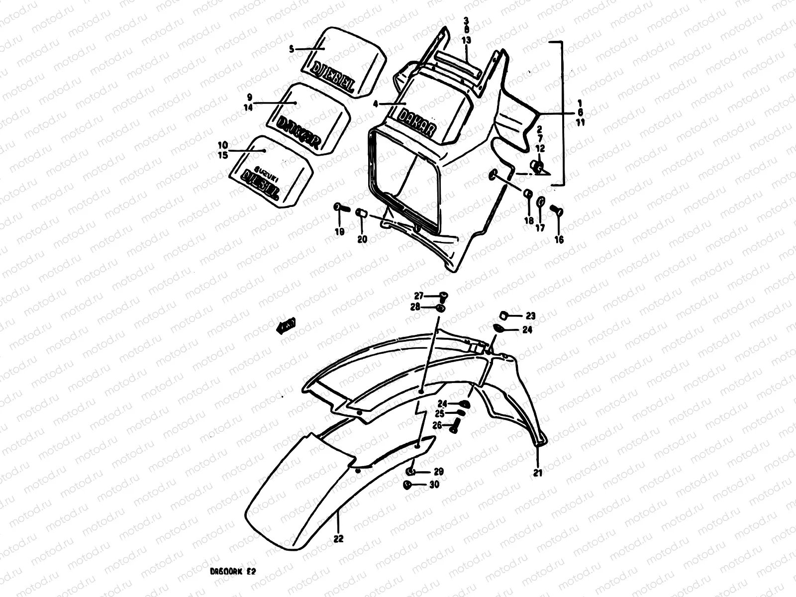 43 - FRONT FENDER (MODEL H/J/K)