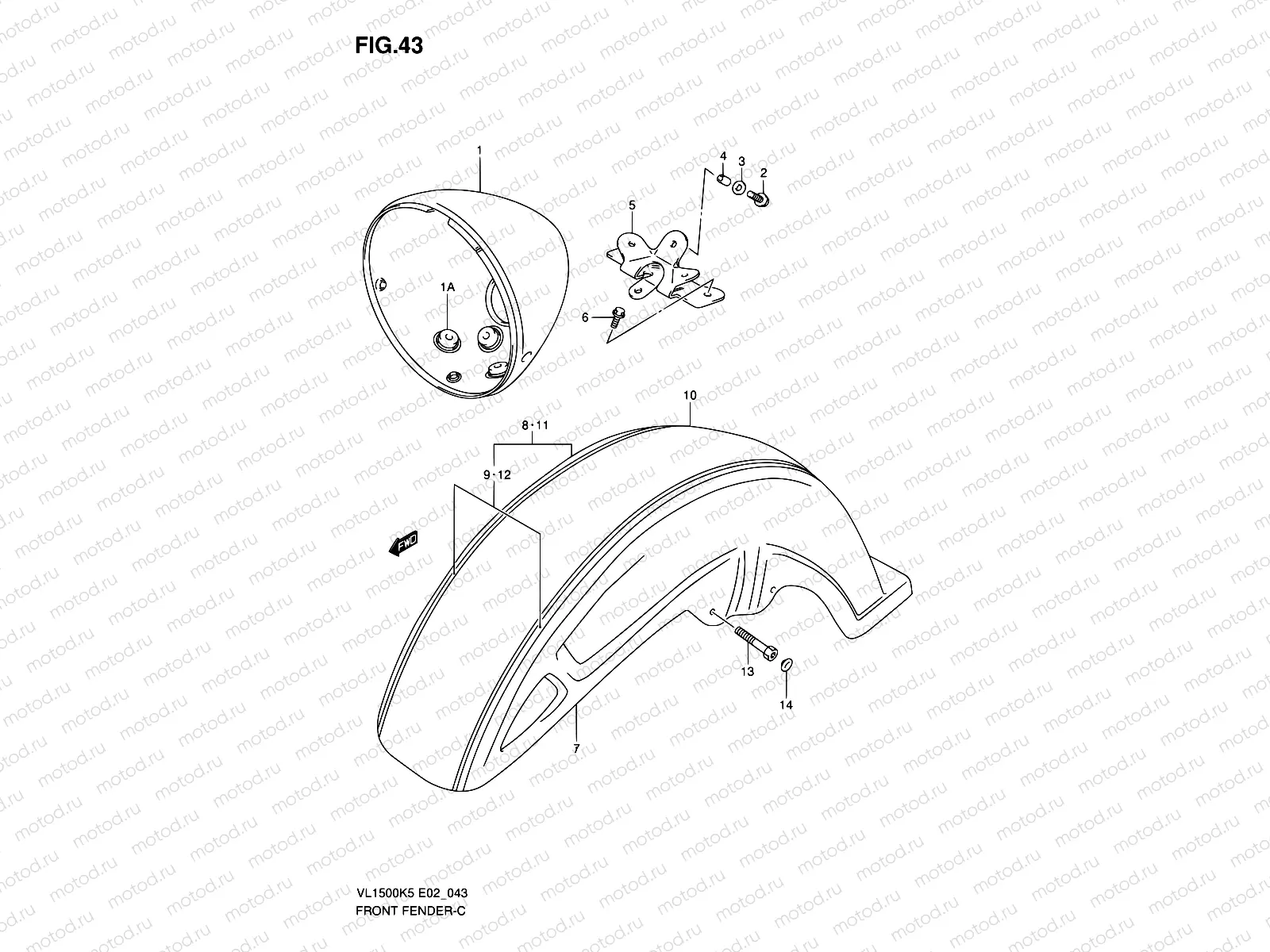 43 - FRONT FENDER (MODEL K5/K6/K7/K8)