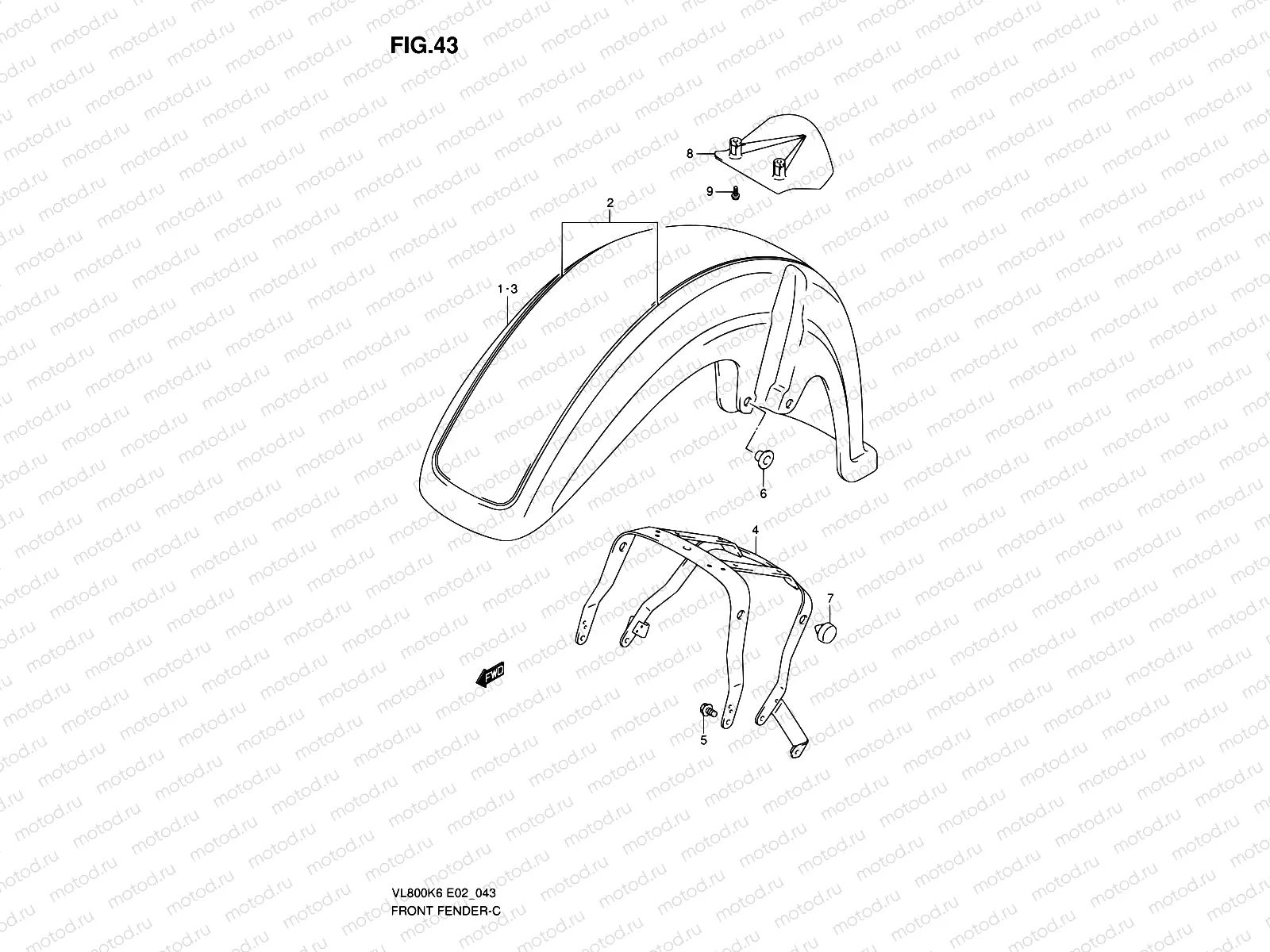 43 - FRONT FENDER (MODEL K6/K7)
