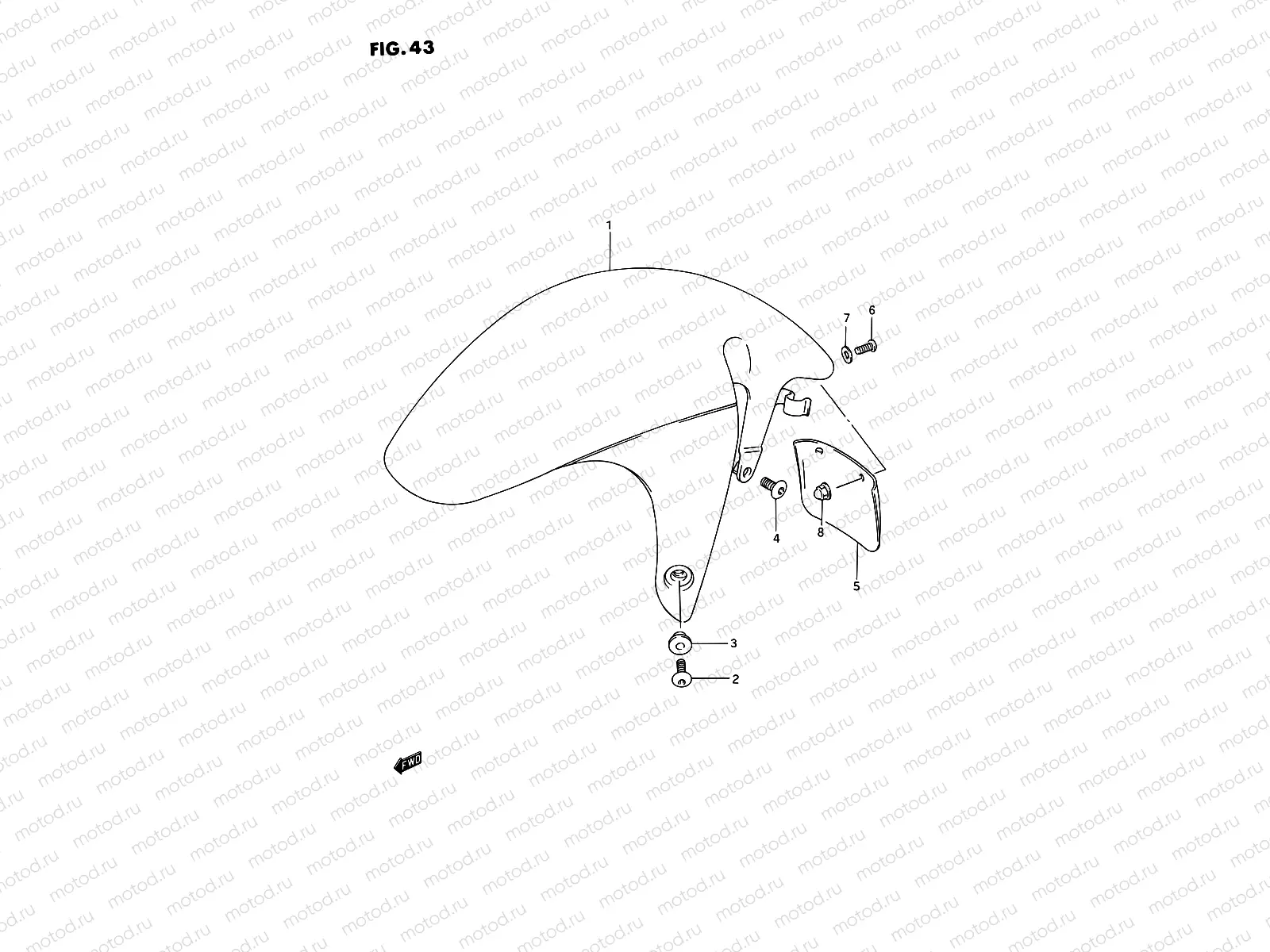 43 - FRONT FENDER (MODEL N/P)