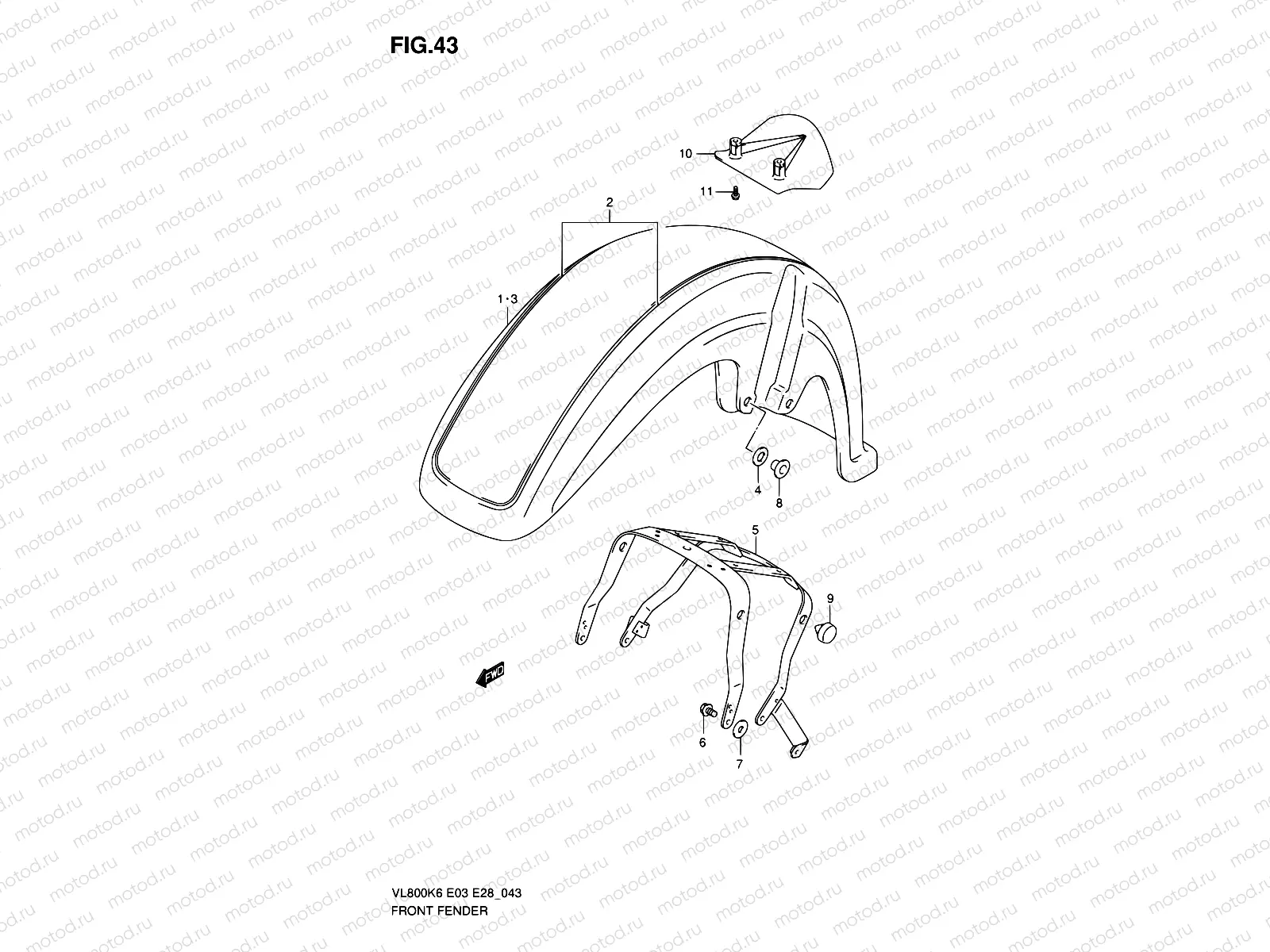 43 - FRONT FENDER (VL800K6/TK6/CK6/K7/TK7)