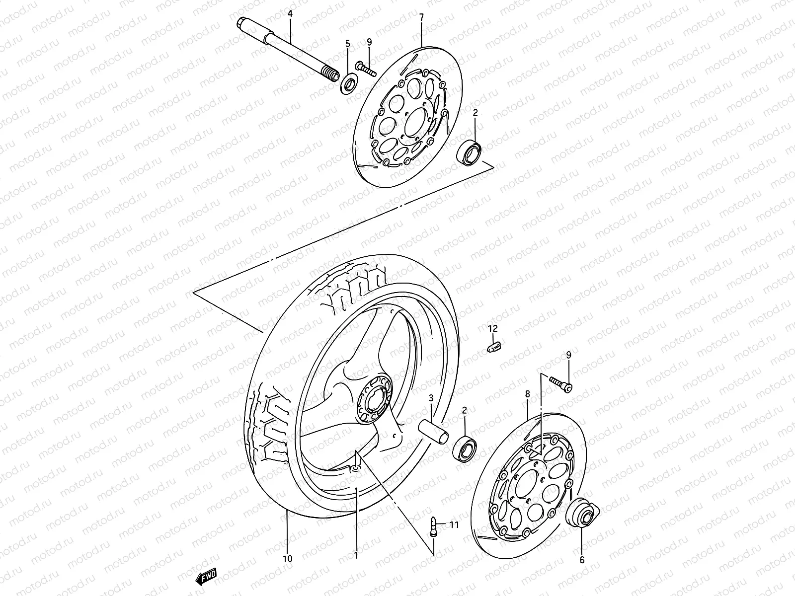 43 - FRONT WHEEL (MODEL N/P)