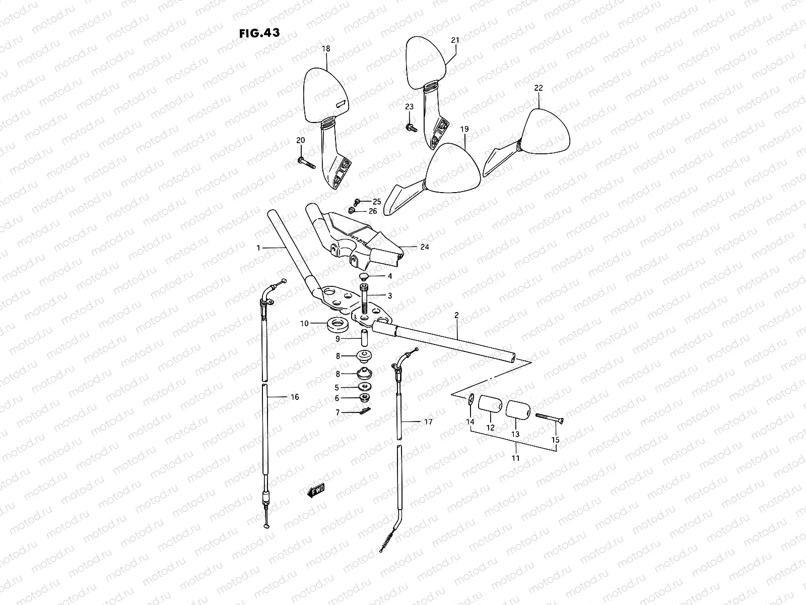 43 - HANDLE BAR (MODEL J/K)