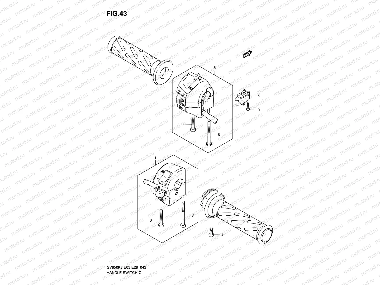 43 - HANDLE SWITCH (SV650K8/K9/AK8/AK9)