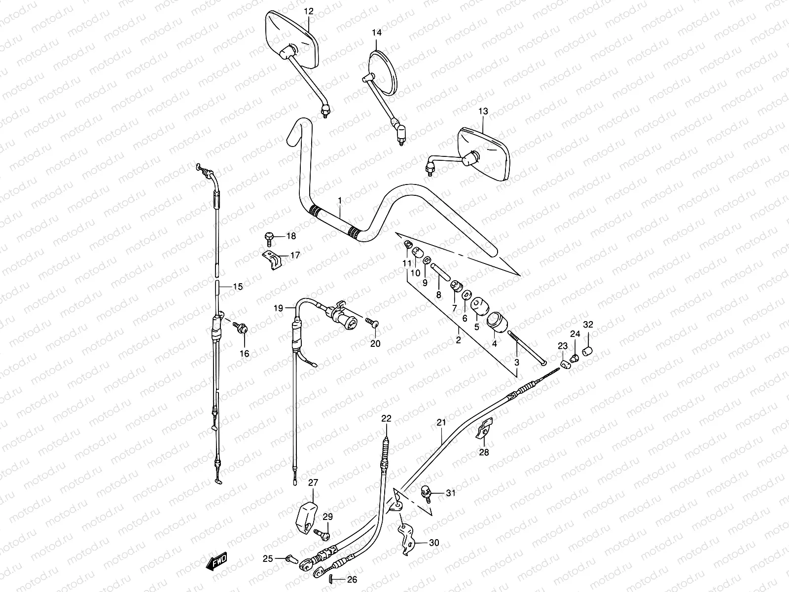 43 - HANDLEBAR (MODEL N/P/R)