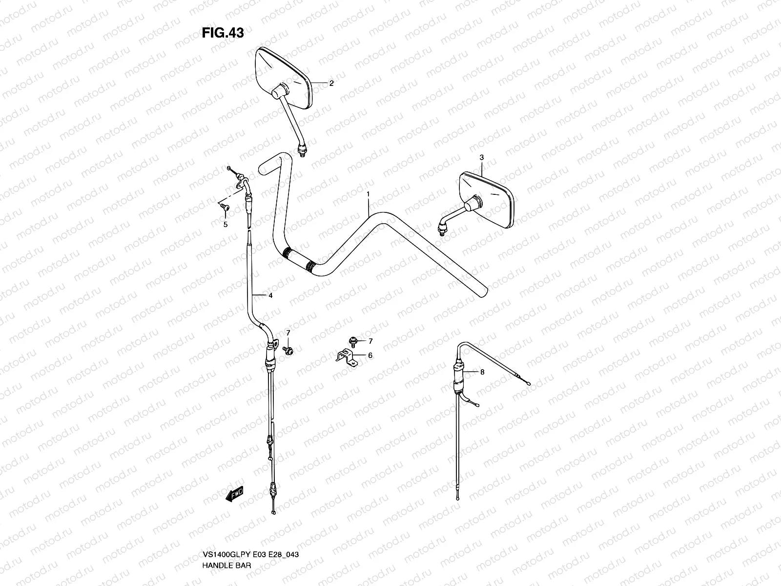 43 - HANDLEBAR (MODEL T/V/W/X)