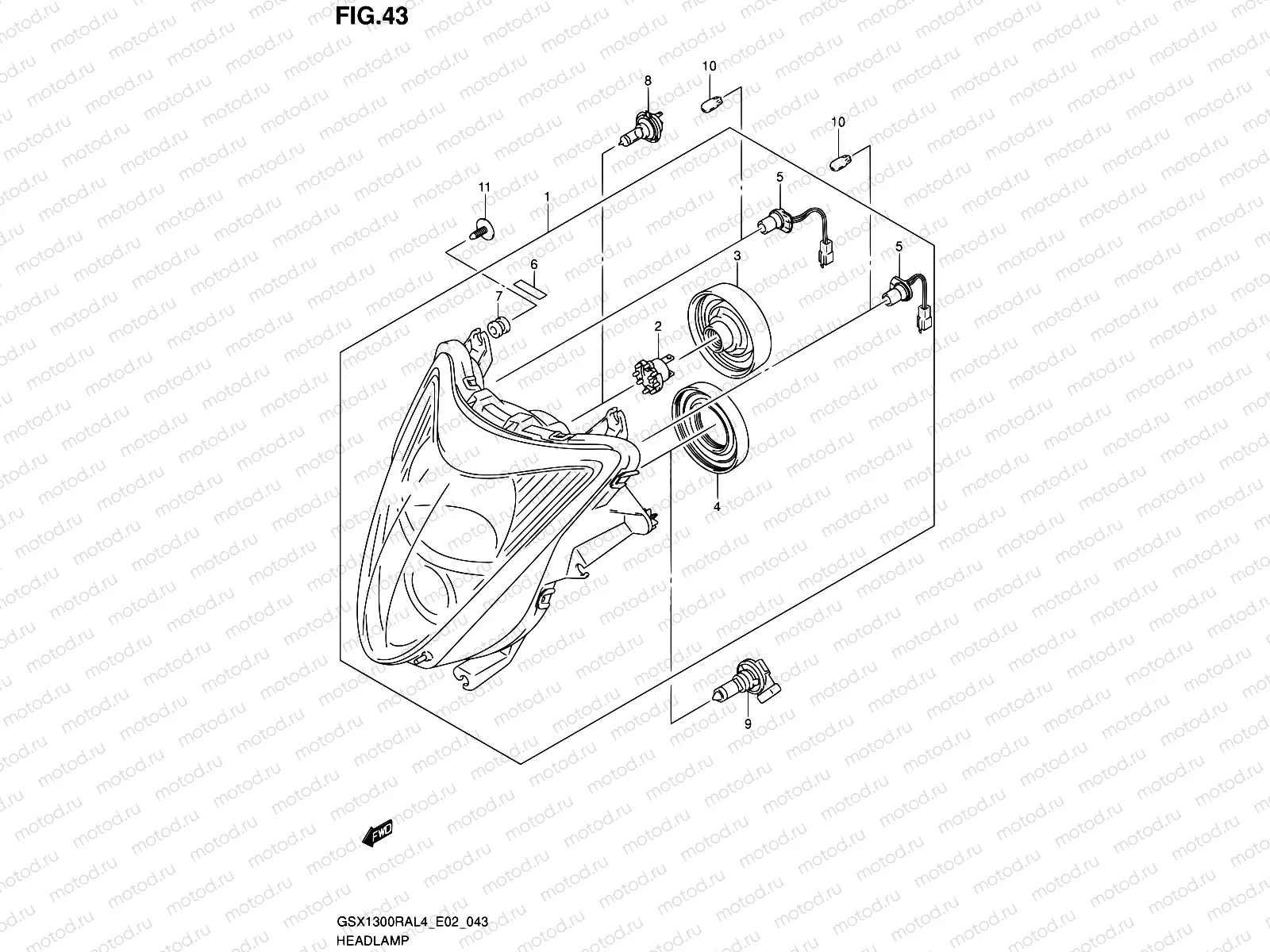 43 - HEADLAMP (GSX1300RAL4 E02)