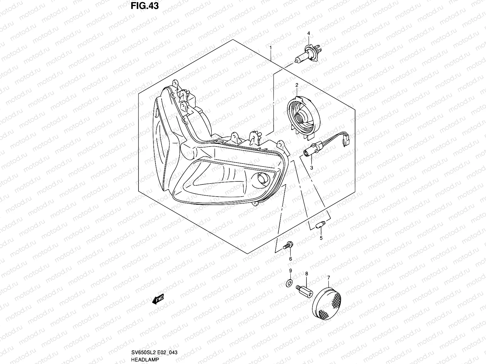43 - HEADLAMP (SV650SL2 E24)