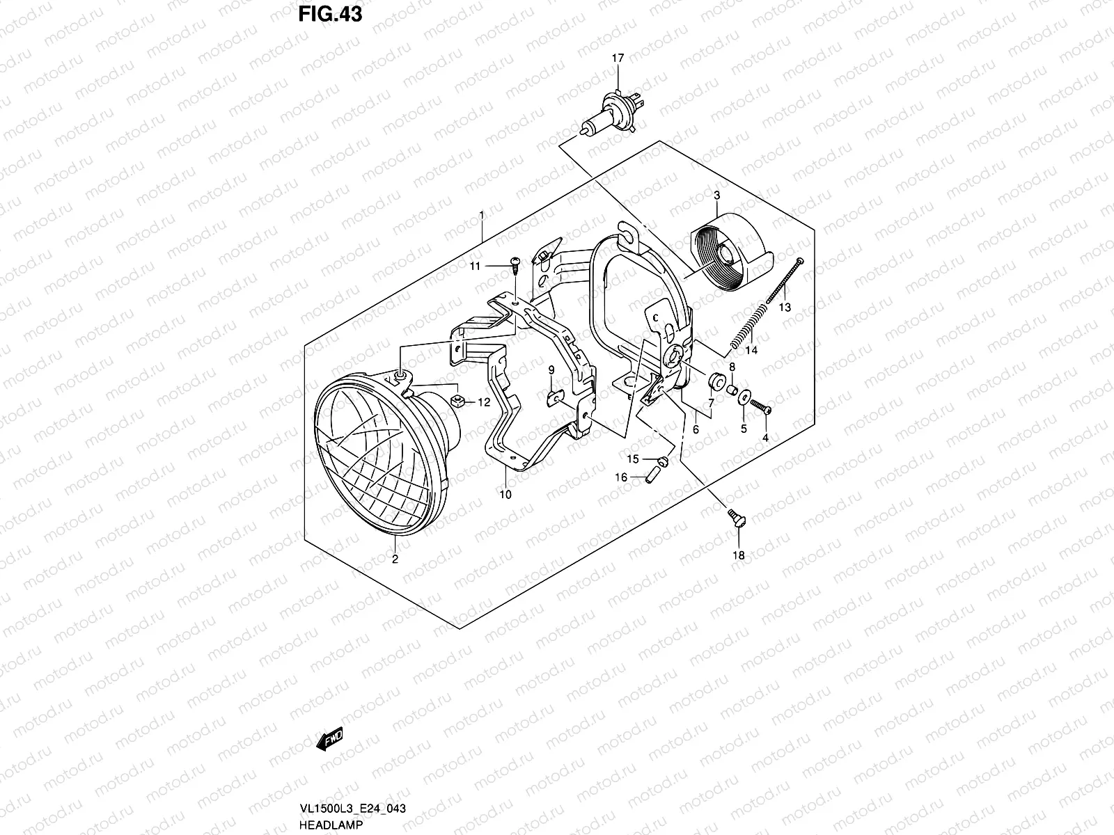 43 - HEADLAMP (VL1500BL3 E24)