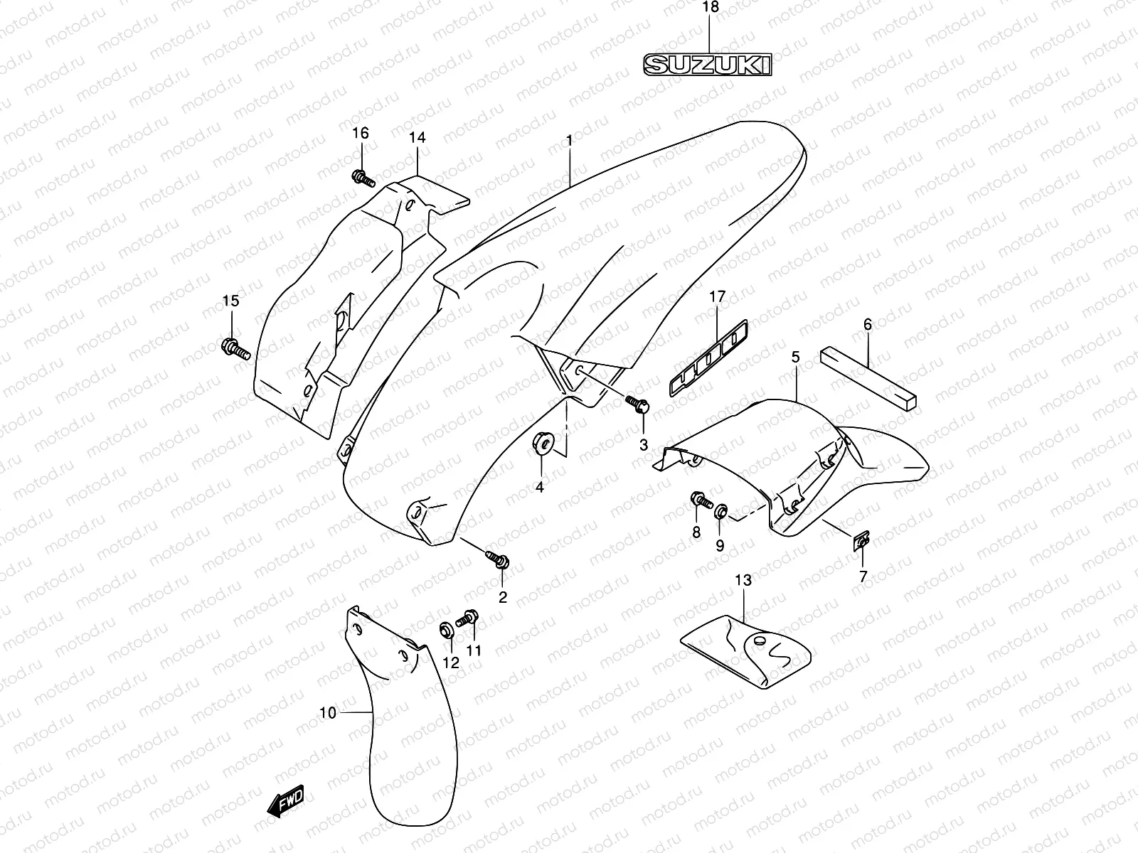 43 - REAR FENDER (WITH OUT E24)