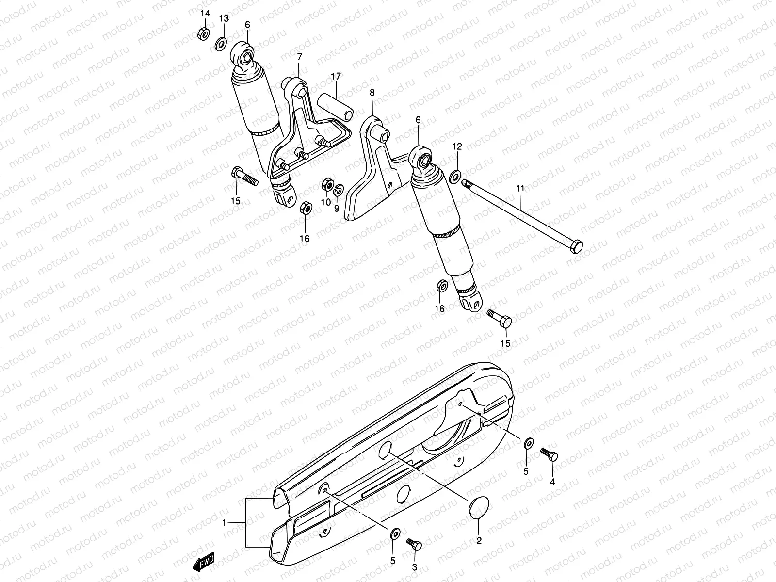 43 - REAR SHOCK ABSORBER (MODEL L)