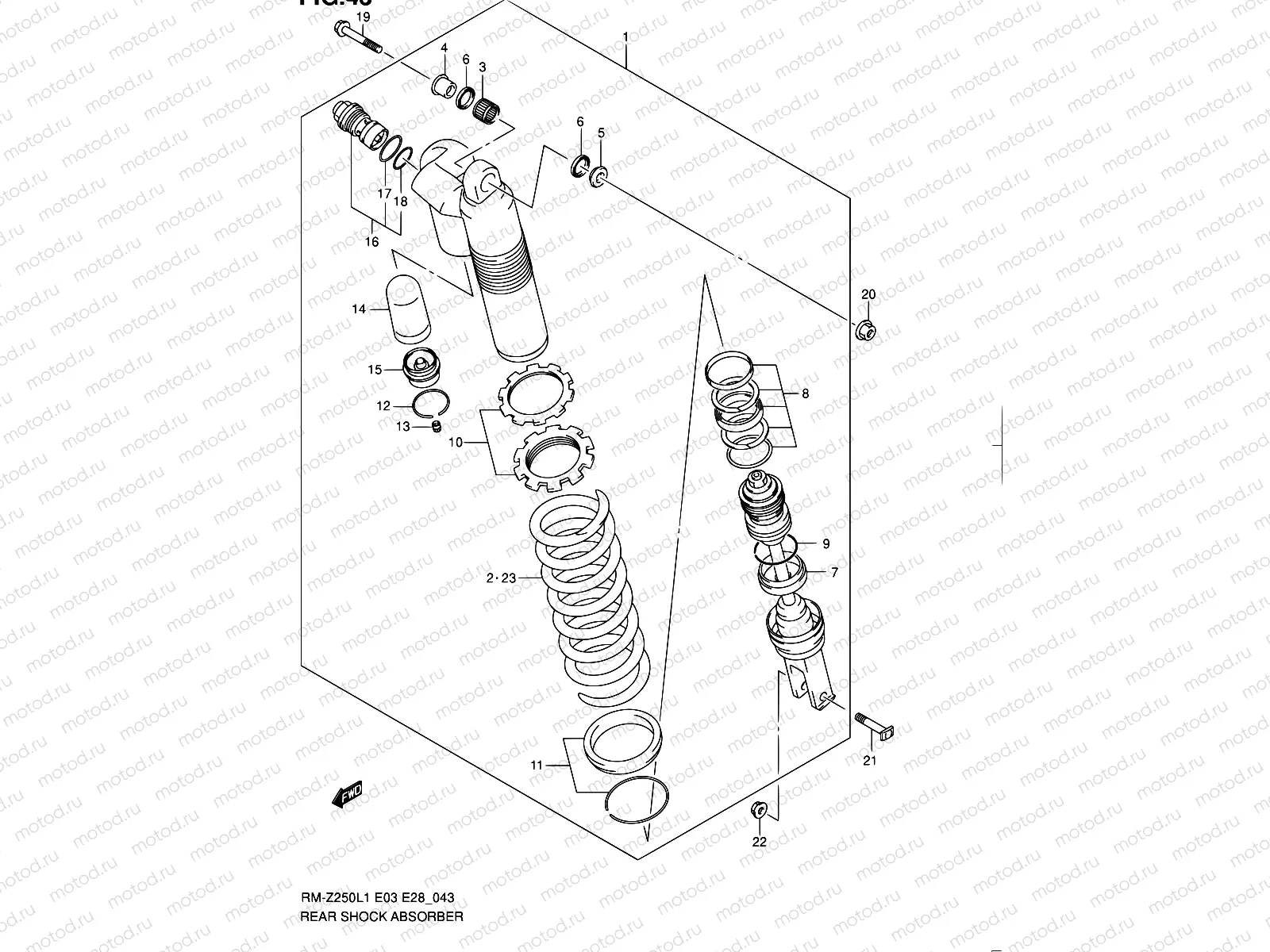 43 - REAR SHOCK ABSORBER (RM-250L1 E28)