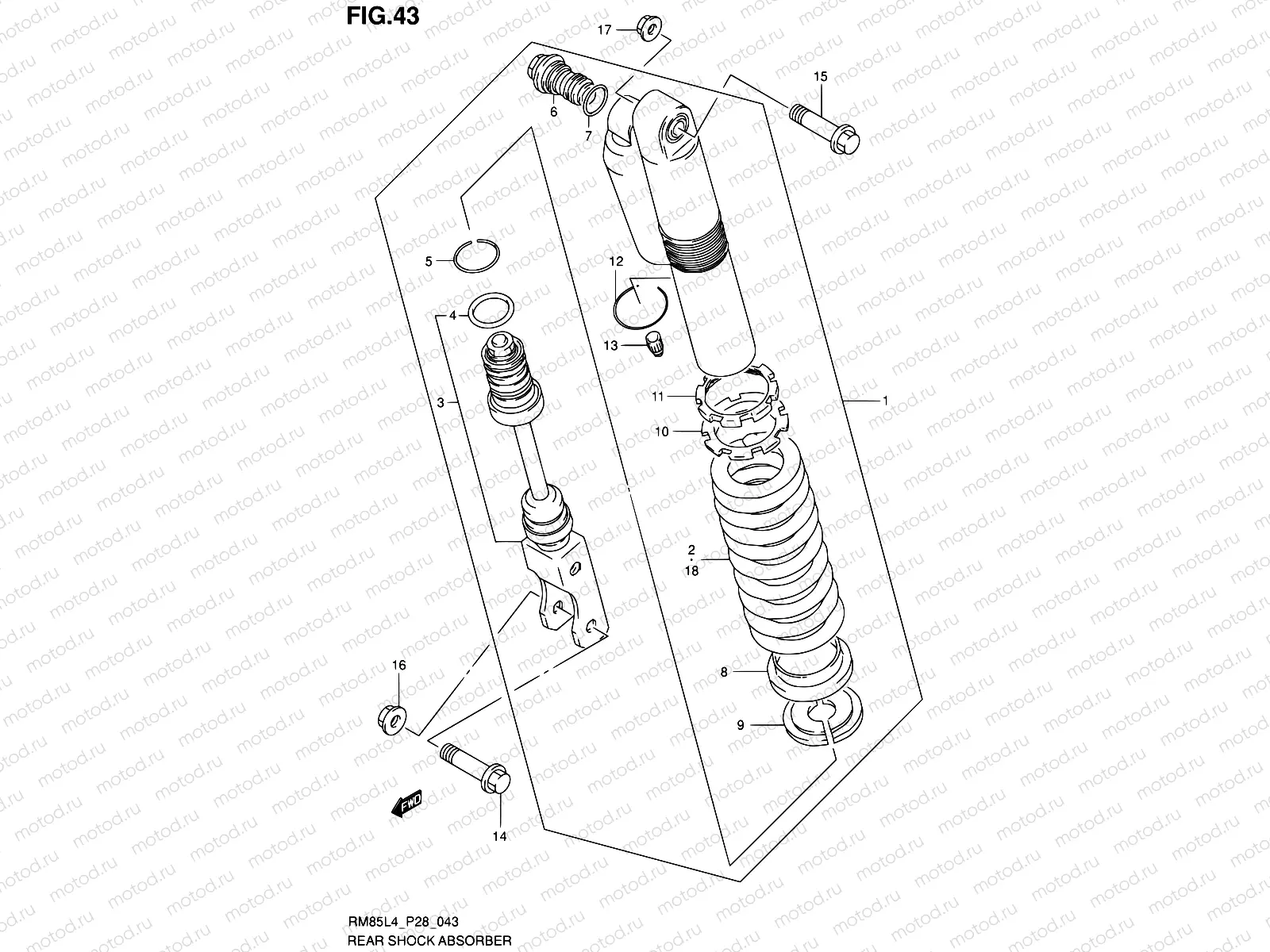 43 - REAR SHOCK ABSORBER (RM85LL4 P28)