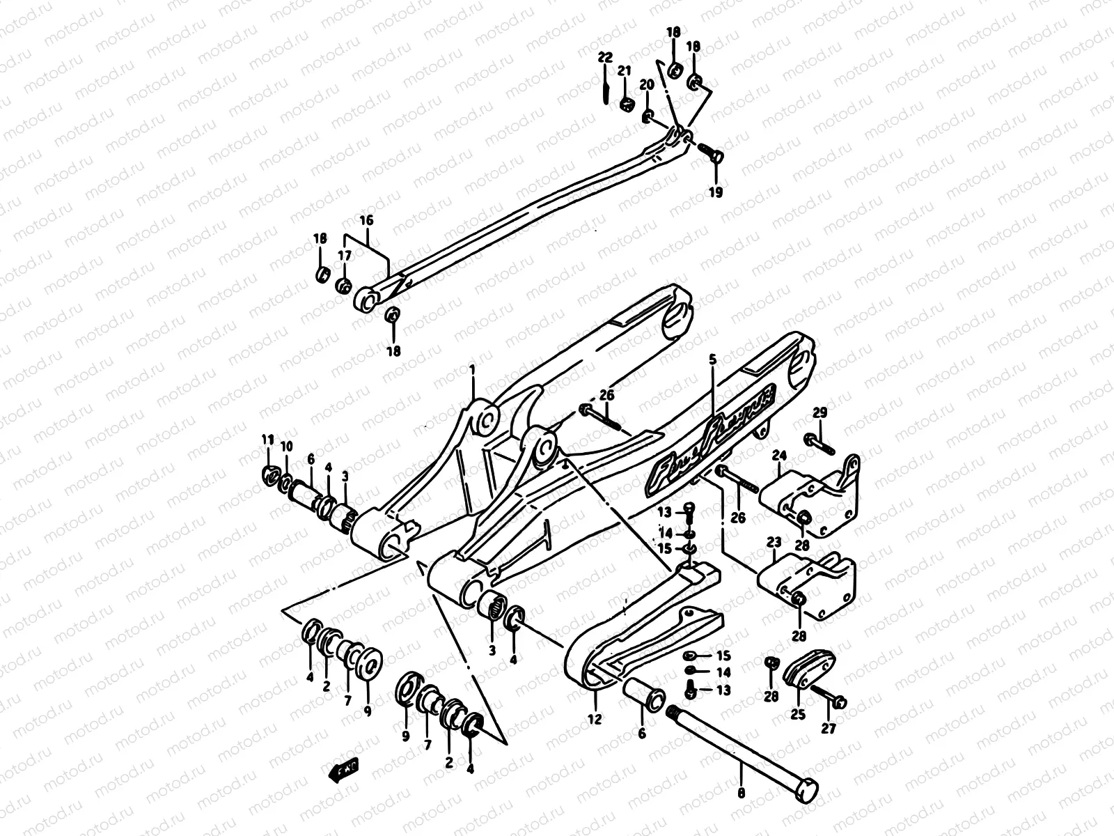 43 - REAR SWINGING ARM (MODEL G/H)