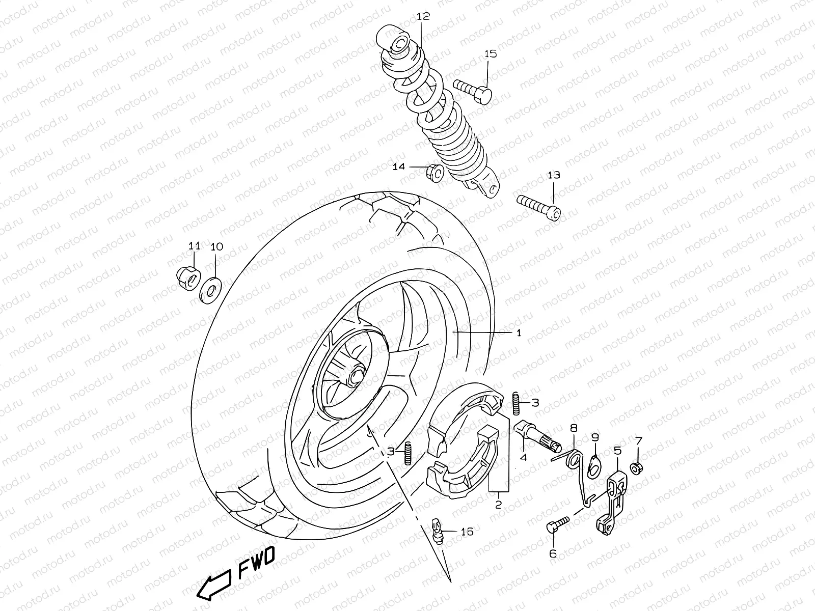 43 - REAR WHEEL (MODEL V/W AND MODEL AY50 X/Y)