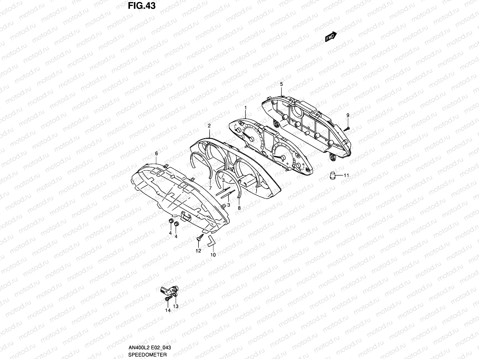 43 - SPEEDOMETER (AN400ZAL2 E19)