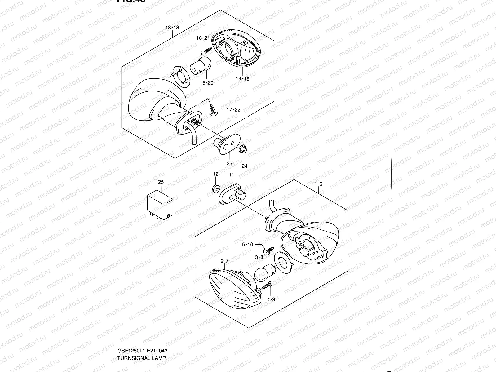 43 - TURNSIGNAL LAMP (GSF1250AL1 E21)