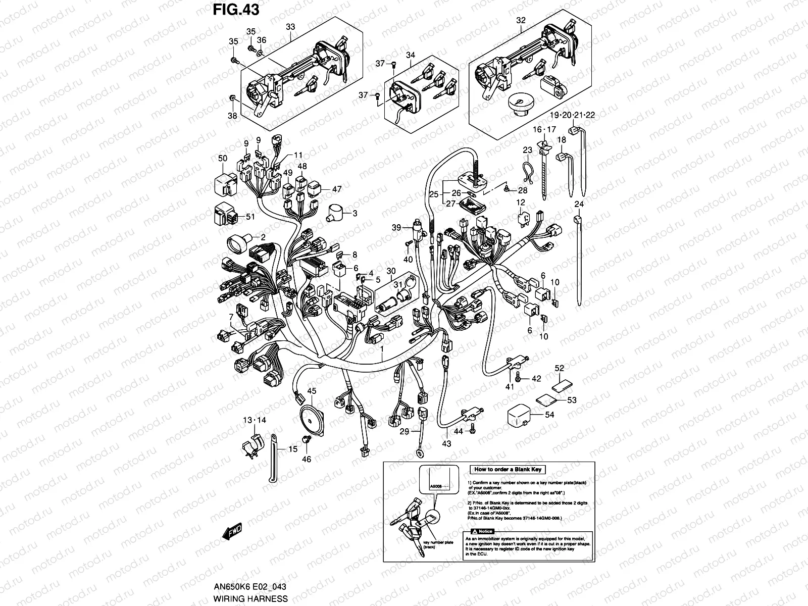43 - WIRING HARNESS (AN650AK6/AK7/AK8/AK9/AL0 E24)